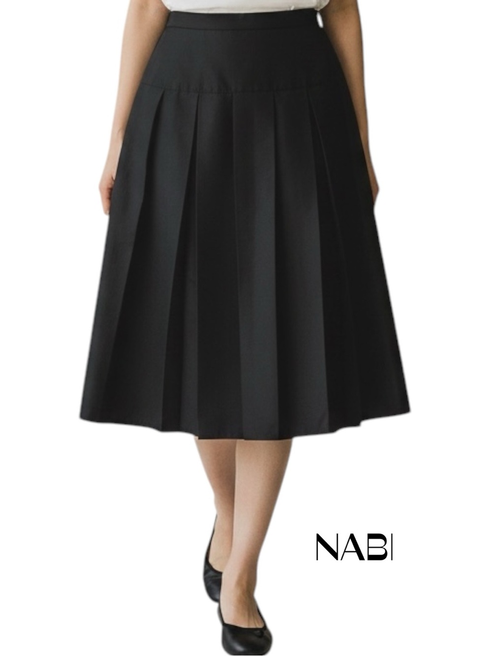 NABI Black Satin Pleated Midi Skirt NWOT Size M Party Event WhimsiGoth